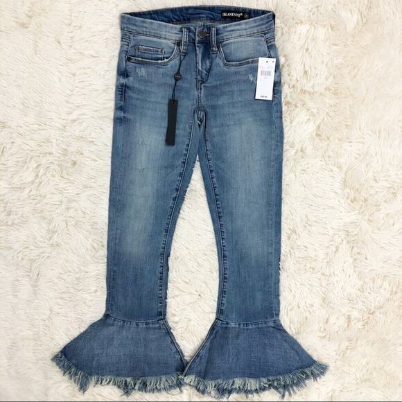 NWT BLANKNYC Ruffle Crop Festival Jean Flared & Wide Leg Denim Cropped Denim  24 - Picture 3 of 15